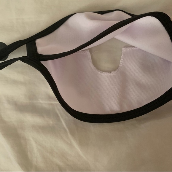 White Cloth Face Mask with Slit/ Flap for Drinking with Straw - Picture 4 of 5